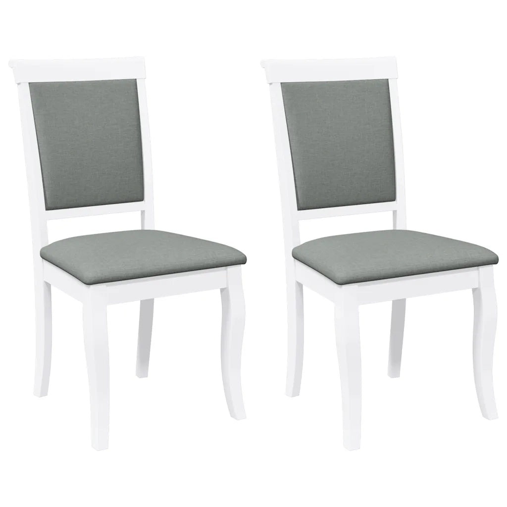 Sedie da Pranzo con Cuscini 2 pz Bianco Legno Massello di Hevea