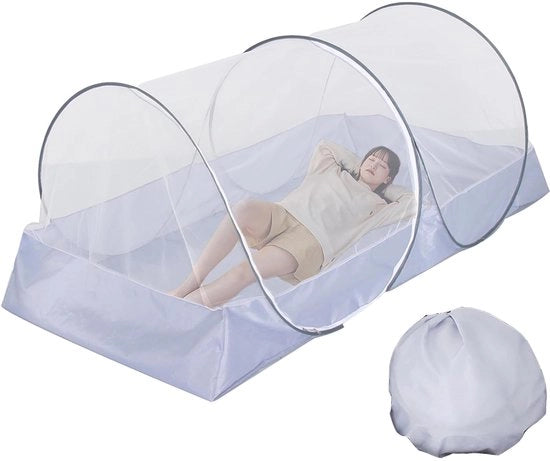 Letto pieghevole singolo con tenda da campeggio 200 x 100 x 73 cm - rete antizanzare pieghevole per viaggiare senza attacco, adatto per uso domestico e campeggio