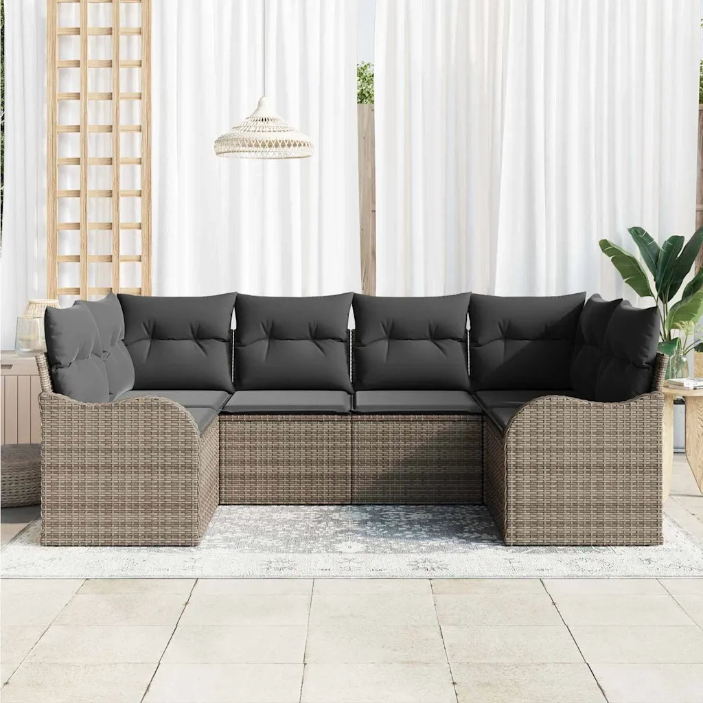 Set Divano da Giardino 6 pcs Grigio Poly Rattan 3354508