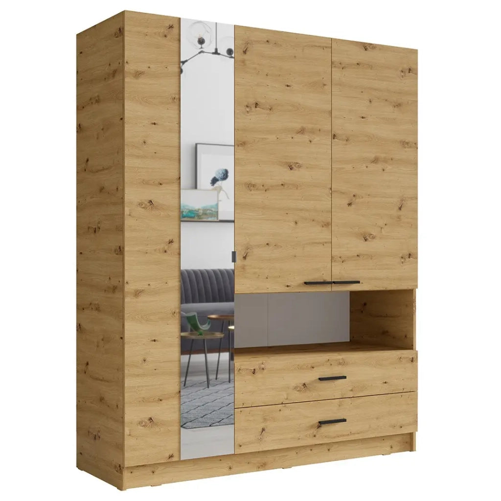 Armadio a 3 ante MEIJE - Design moderno con specchio e nicchia a vista