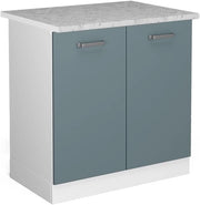 Mobile lavello cucina R-Line, Grigio-blu, 80 cm, PL Marmo, per la libera combinazione all'interno di sistemi cucina modulari