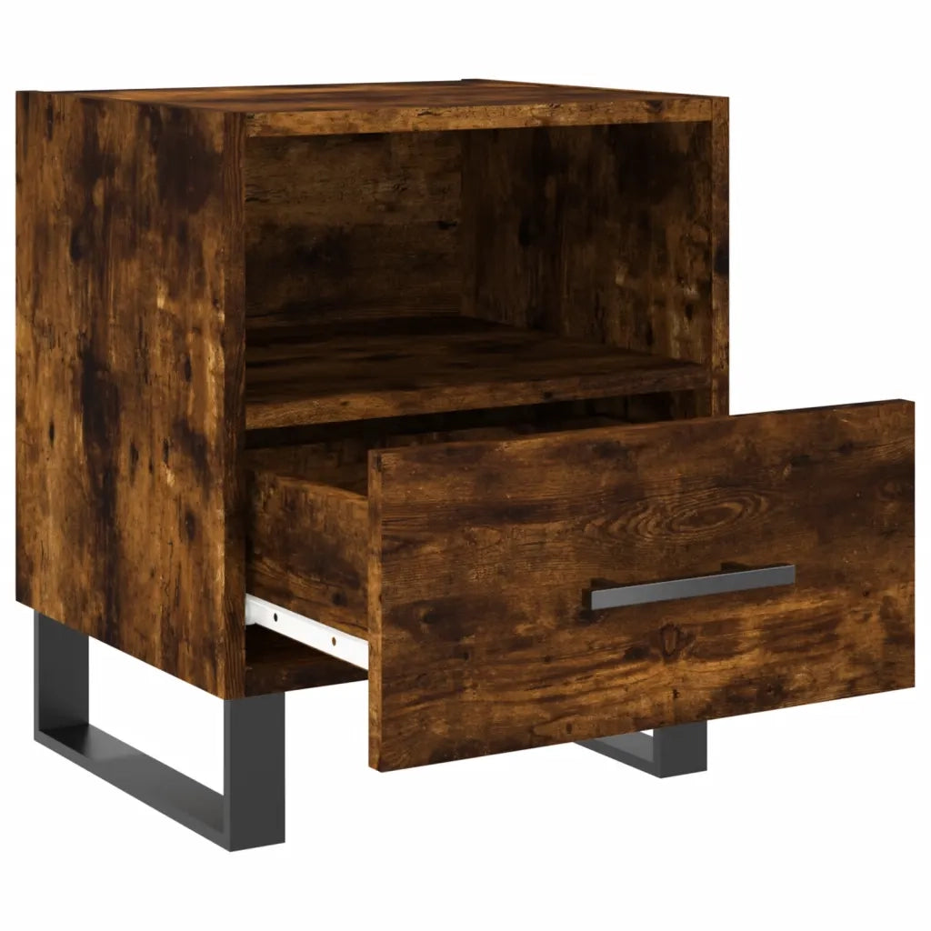Comodino Rovere Fumo 40x35x47,5 cm in Legno Multistrato 827494