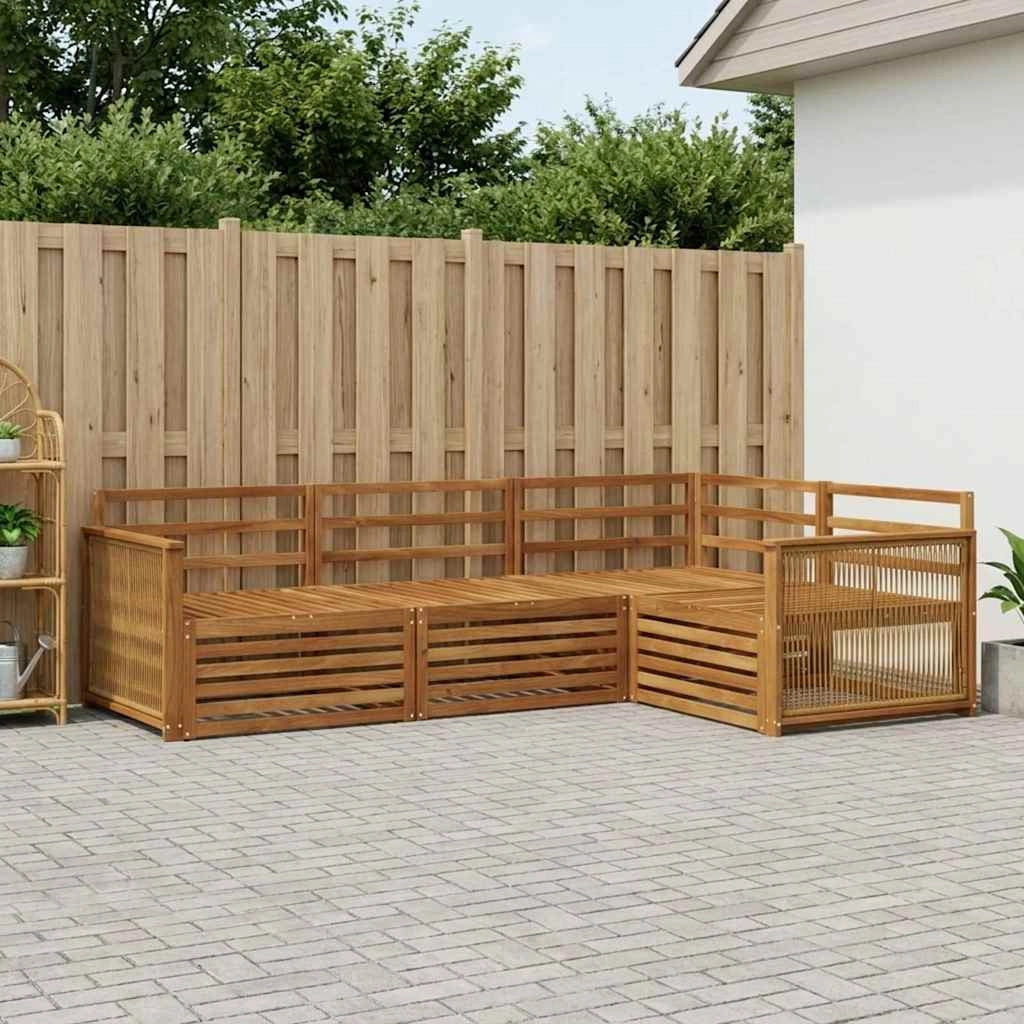 Set di divani da esterno 4 pz Naturale Legno di Acacia Massello 3383297