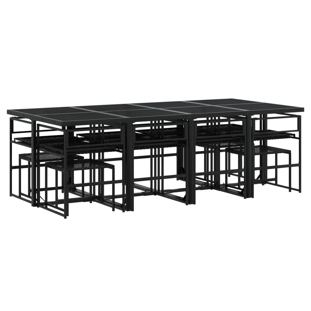 vidaXL Set da Pranzo da Giardino 13pz con Cuscini Nero in Polyrattan