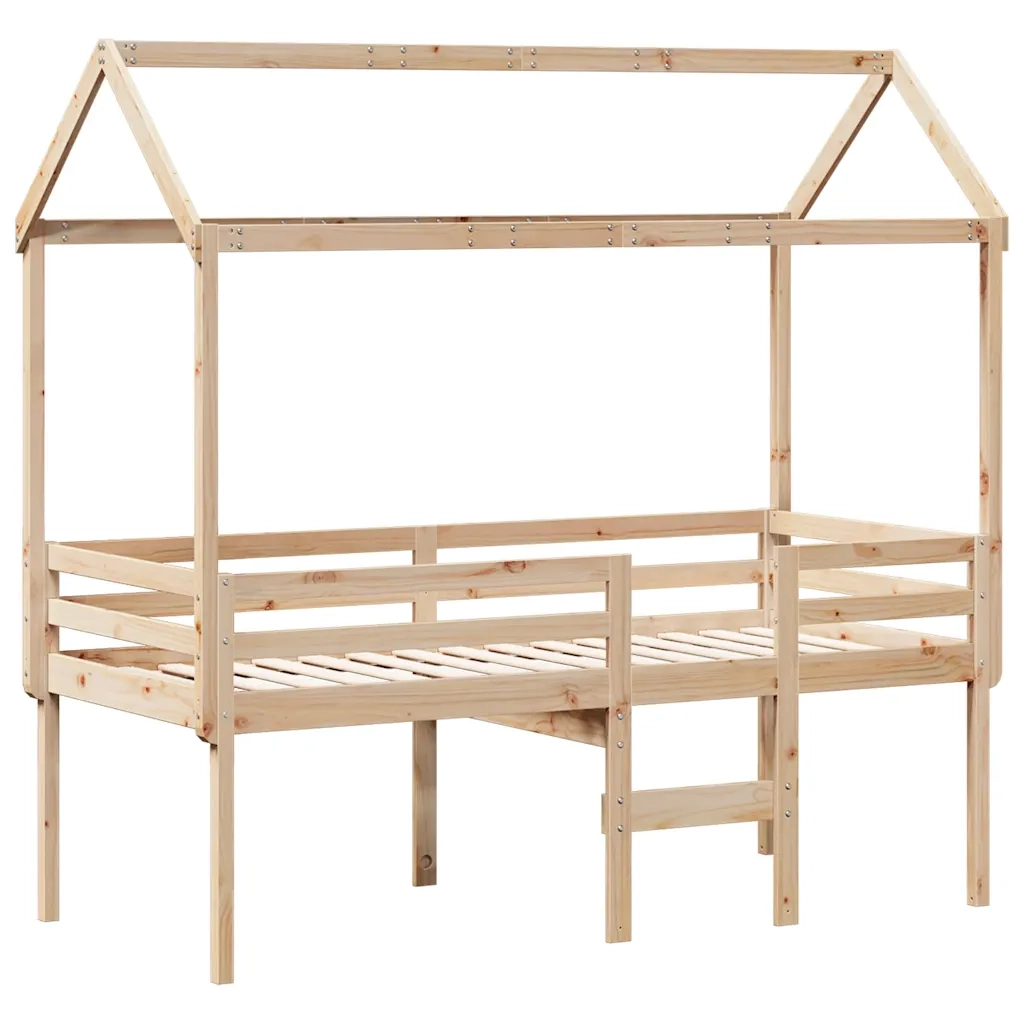 Letto a Soppalco con Tetto 80x200 cm in Legno di Pino 3282135