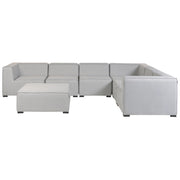 Set divano ad angolo per interni ed esterni con rivestimento in tessuto grigio a 7 posti con divano da giardino ottomana sinistro