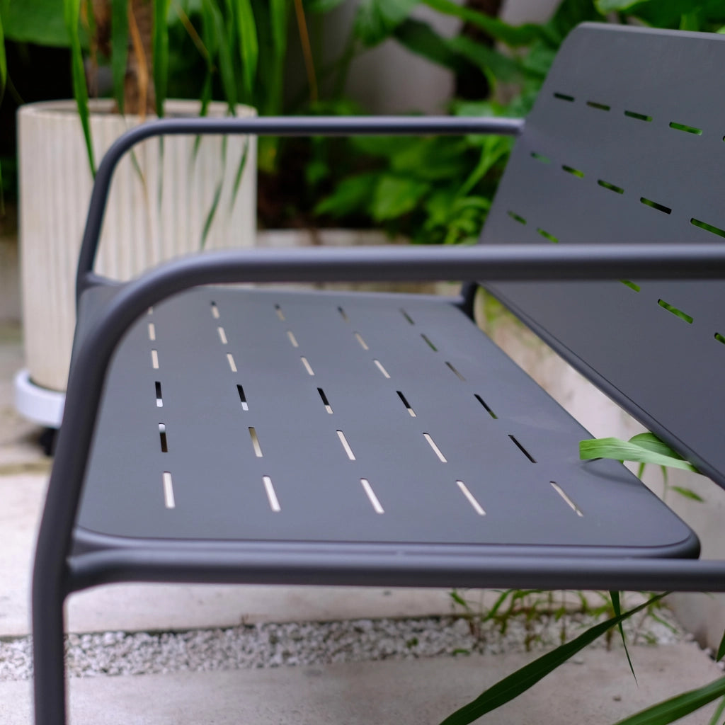 Set Andria di 4 Mobili da Giardino in Acciaio Tavolino Panca e 2 Sedie - Antracite casa.pro