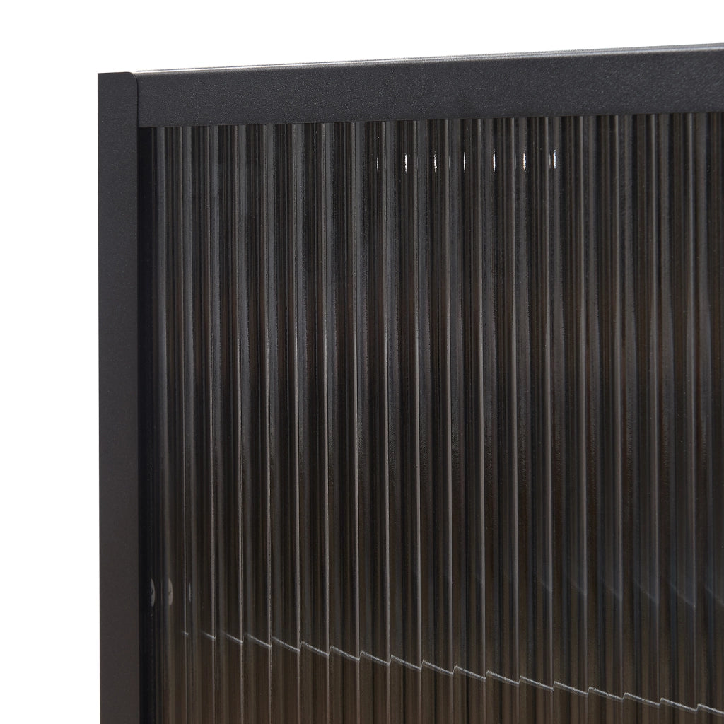 Armadietto a Parete Zundert Pensile ad Anta in Vetro Scanalato 60 x 35 x 15 cm - Nero [en.casa]