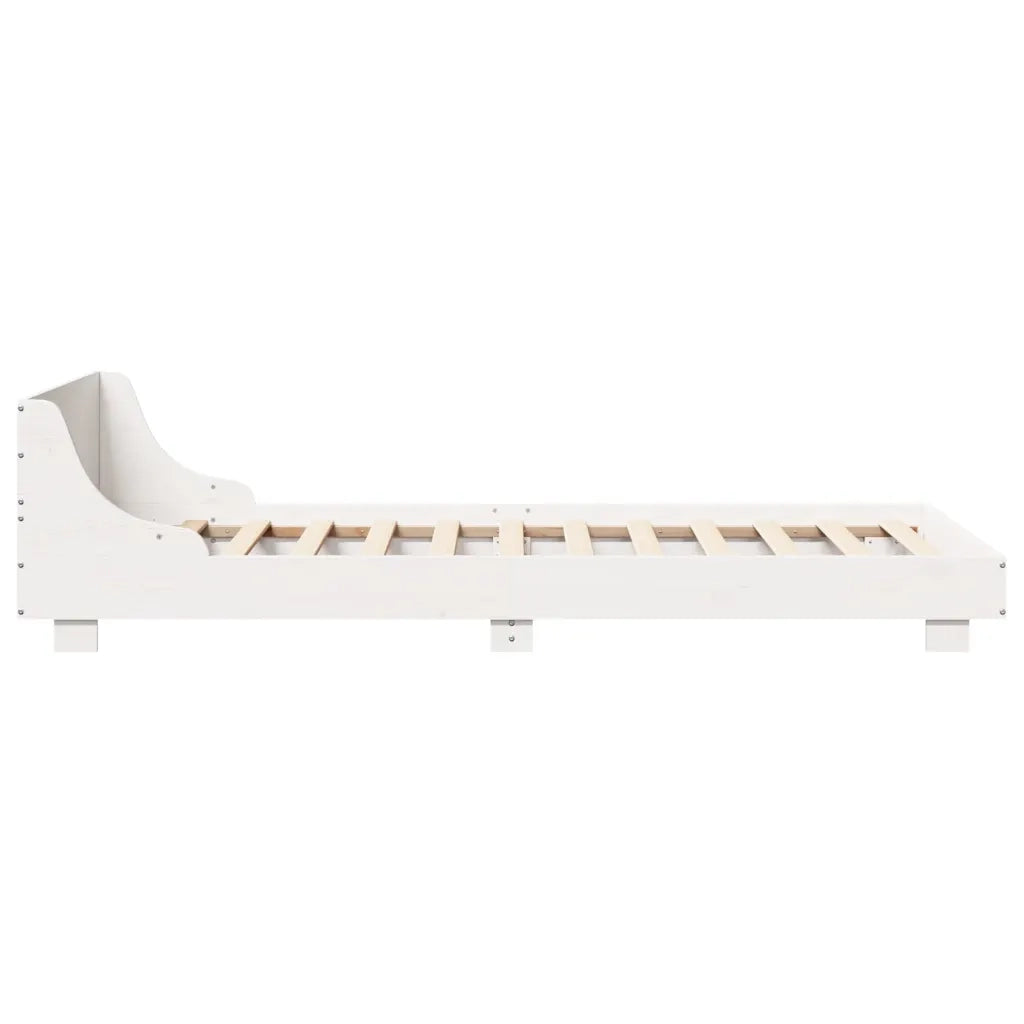 Letto senza Materasso-Struttura Letto Bianco 90x190 cm in Legno Massello Pino 675298
