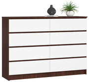 Cassettiera AKORD K140 Wengé 138 cm 8 cassetti inserto frontale Bianco 138x40x99 cm