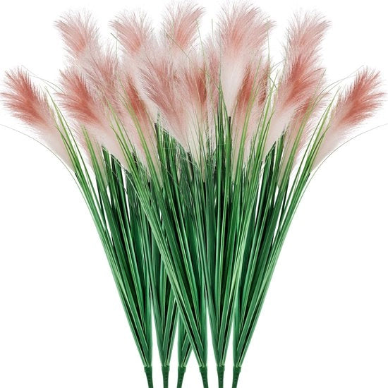 Pianta di graminacee artificiale con fiori di sparto, 6 pezzi 80 cm/32 pollici Pianta di pampas artificiale Erba di pampas Piante per pavimento verde Decorazione per porta per soggiorno Bagno Giardino (rosa)