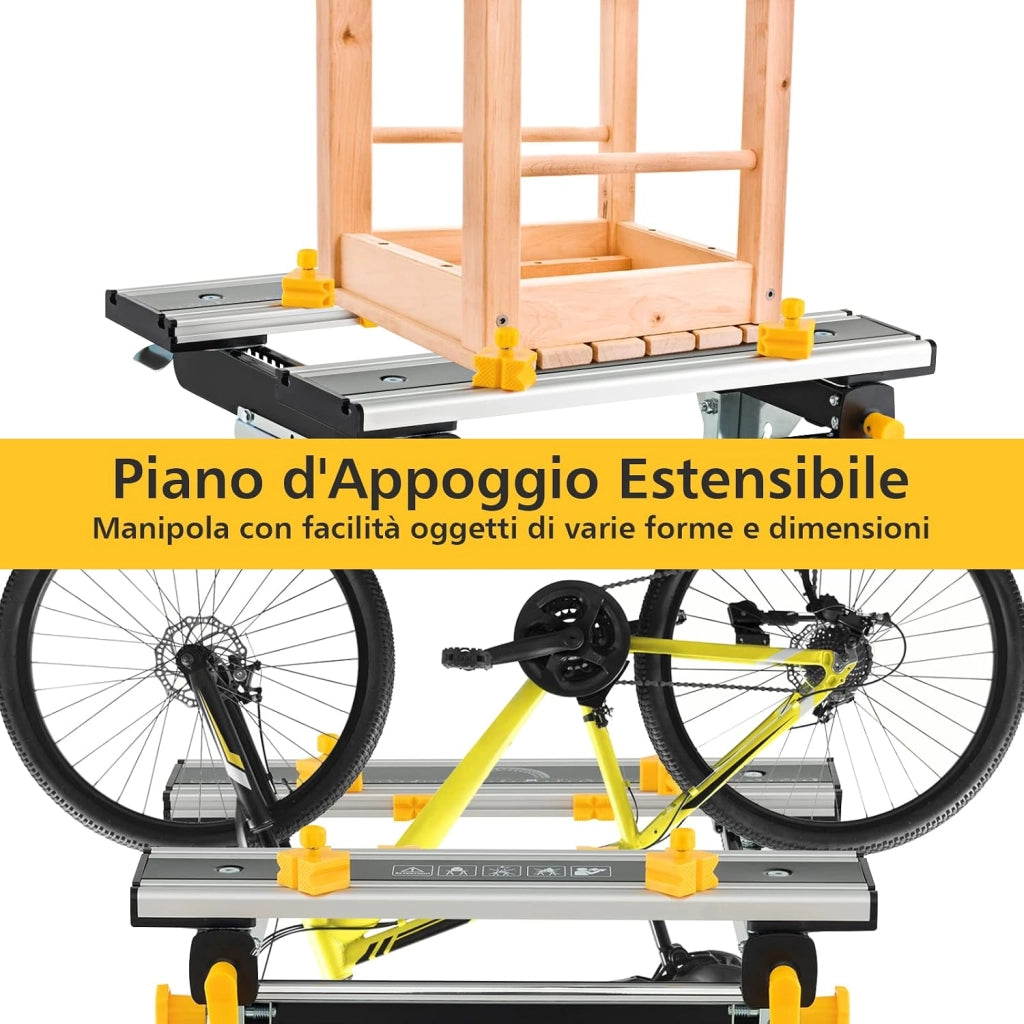 Tavolo da Lavoro Pieghevole, Banco da Lavoro Portatile con Piattaforma Inclinabile e Altezza Regolabile a 7 Livelli, Telaio in Alluminio e Metallo, Capacità di Carico 100 KG (Modello 2)