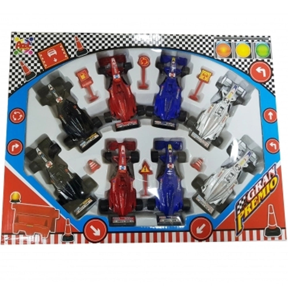 Trade Shop - Set 8 Mini Auto F1 Corsa Grand Premio Macchina 4 Ruote Macchinine Gioco Bambini -