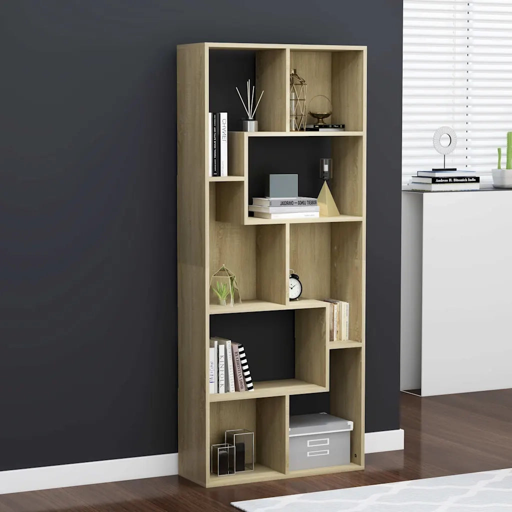 Libreria-Scaffale per Libri-Mobile di Stoccaggio Rovere Sonoma 67x24x161 cm in Legno Multistrato