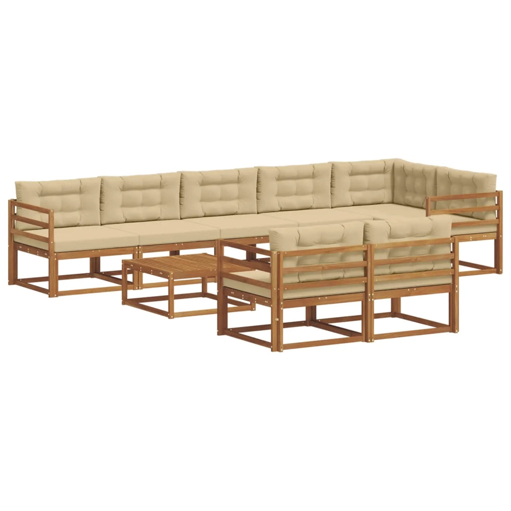 Set di divani da esterno con cuscino 9 pcs Naturale e Beige 3367776