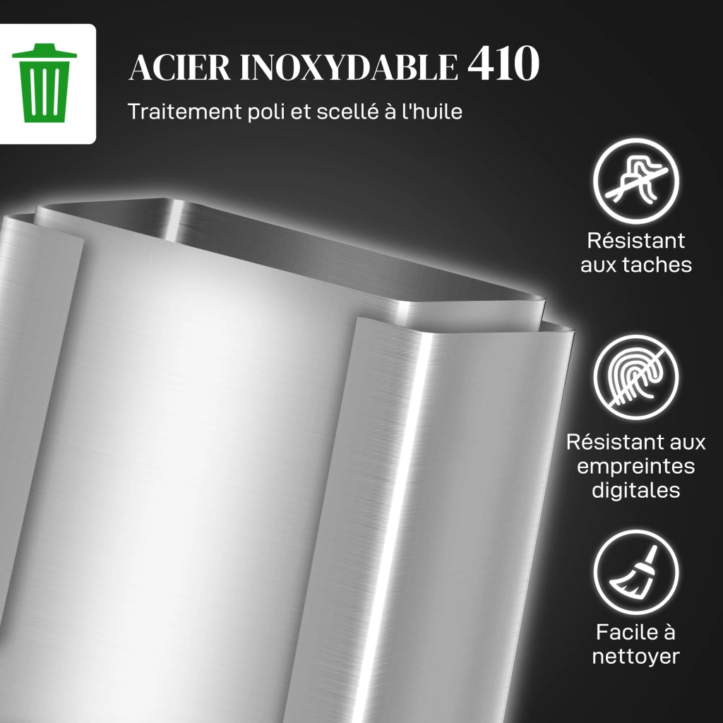 Bidone per rifiuti da cucina 2 scomparti 40L ¨C zephmum ¨C acciaio inox, pedale