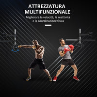 Speed Bag a Parete per Boxe e MMA ad Altezza Regolabile con Asta 79x72x20 cm in Acciaio e PU Nero