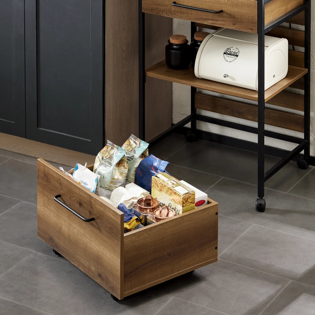 Carrello Portavivande Con 1 Cassa Portaoggetti Estraibile Carrello Da Cucina Carrello Bar Vintage 60x45x90cm FKW118-PF SoBuy