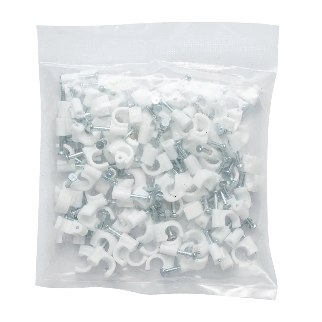 Fermaglio per chiodi in plastica da 6 mm per fissaggio cavi, 100 pezzi