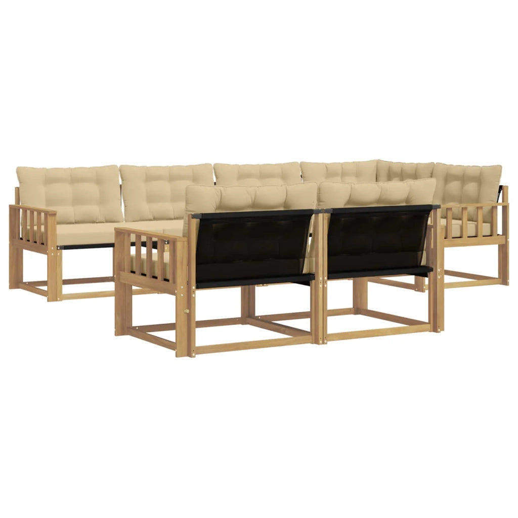 Set di divani da esterno con cuscino 7 pcs Bianco e Beige
