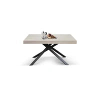 PAZZO DESIGN Tavolo Allungabile con Gambe Incrociate, Made in Italy, 160 x 90 x 74, Olmo Perla con Gamba Nera