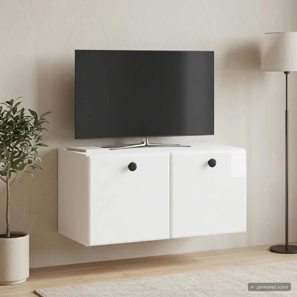 Mobile Porta TV da Muro 59,5 x 31 x 30 cm Bianco Lucido 899219