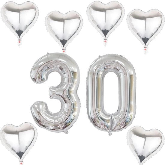 Folieballone XXL da 100 cm - Cifra aeree - Decorazione per compleanni - Ballo a elio/aria - Alta resistenza alla forma - Incluso siringa per gonfiaggio
