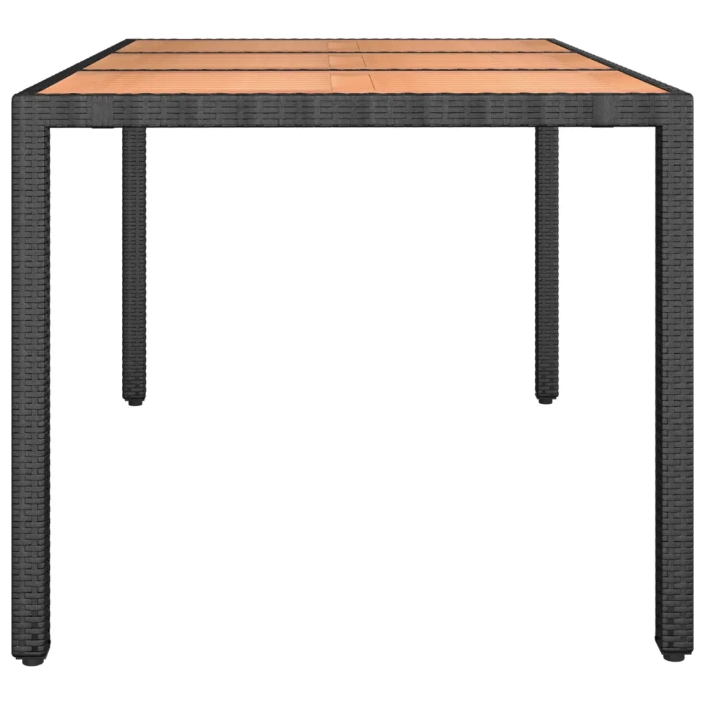 Tavolo da Giardino Piano Legno Nero Polyrattan Massello Acacia 319551