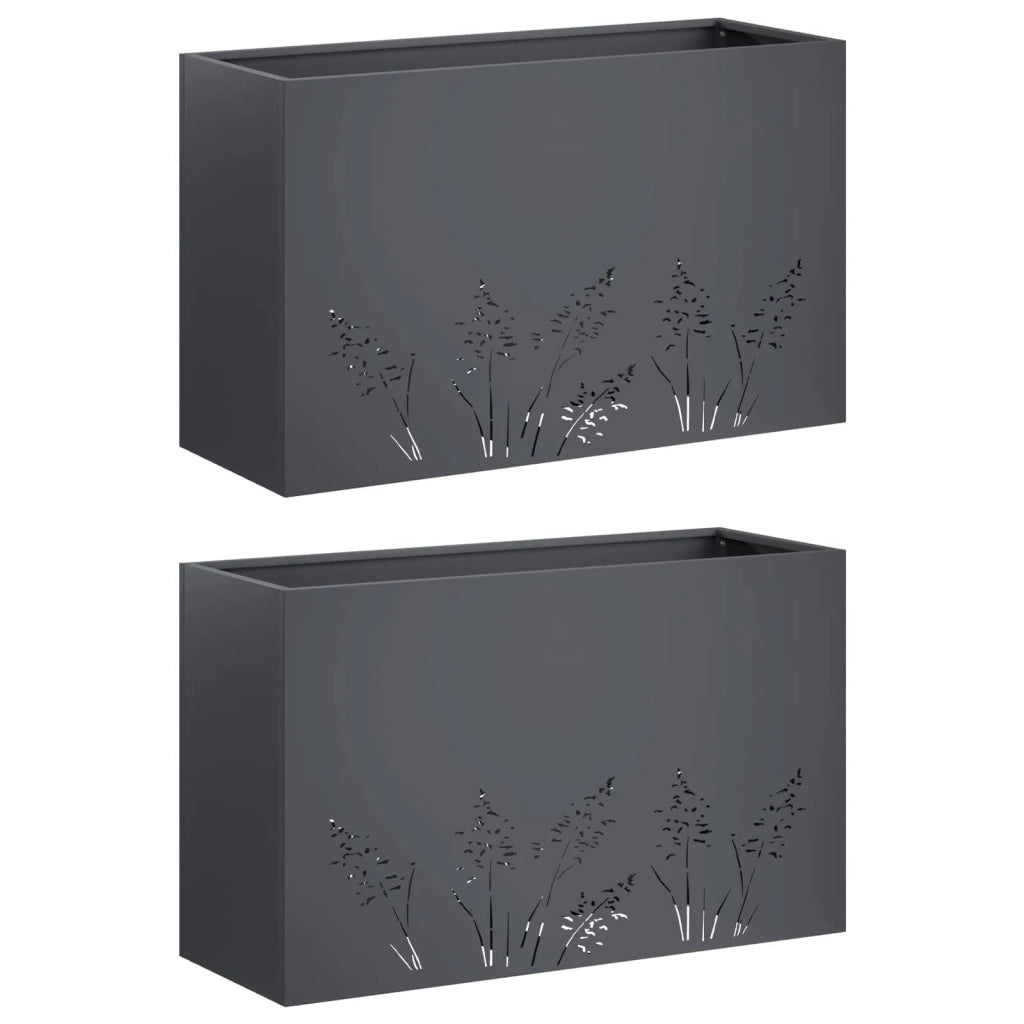Vaso da giardino 2 pz Antracite 80 x 30 x 49 cm 8005839