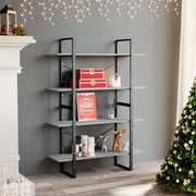 Libreria 4 Ripiani-Scaffale per Libri-Mobile di Stoccaggio Grigio Cemento 100x30x140cm Legno Multistrato