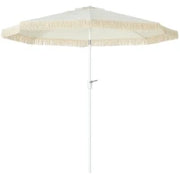 Ombrellone da Giardino a Manovella Inclinabile e Palo a 2 Sezioni, Poliestere e Metallo, 2.6x2.4 m, Bianco