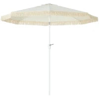 Ombrellone da Giardino a Manovella Inclinabile e Palo a 2 Sezioni, Poliestere e Metallo, 2.6x2.4 m, Bianco