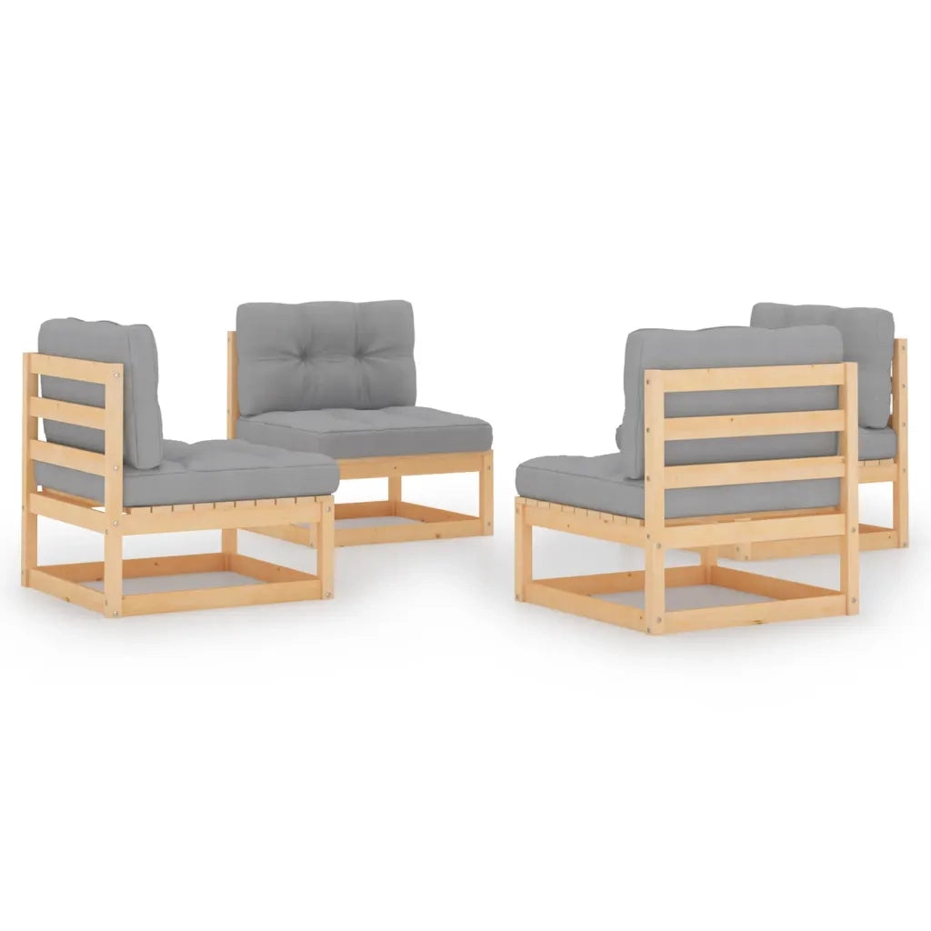Set Divani da Giardino 4 pz con Cuscini Legno Massello Pino cod mxl 44854