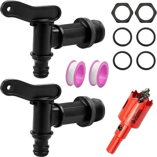 Valvola di scarico per acqua di pioggia - 2 pezzi di plastica sostitutiva del rubinetto - accessori per giardino