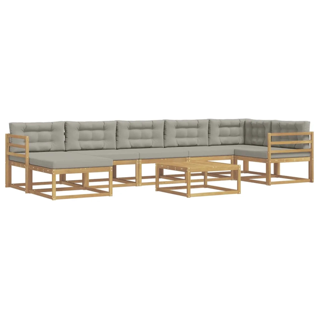 Set di divani da esterno 8 pcs Bianco e Grigio Chiaro