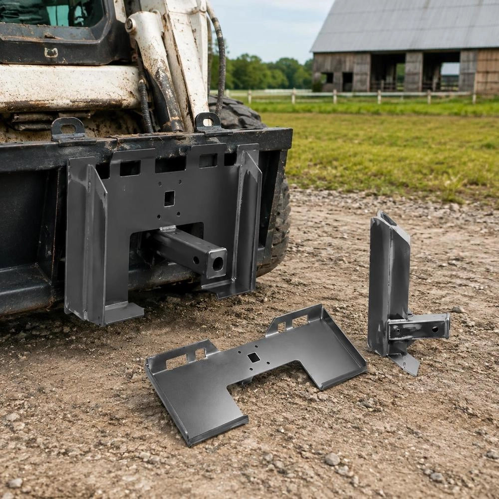 3/8 Inch Compact Loader Mounting Plate With 5.79 Cm Trailer Hitch, Quick-release Loading Plate Compatible With Compact Loaders And Tractors From Deere, Kubota, Bobcat, And Mahindra