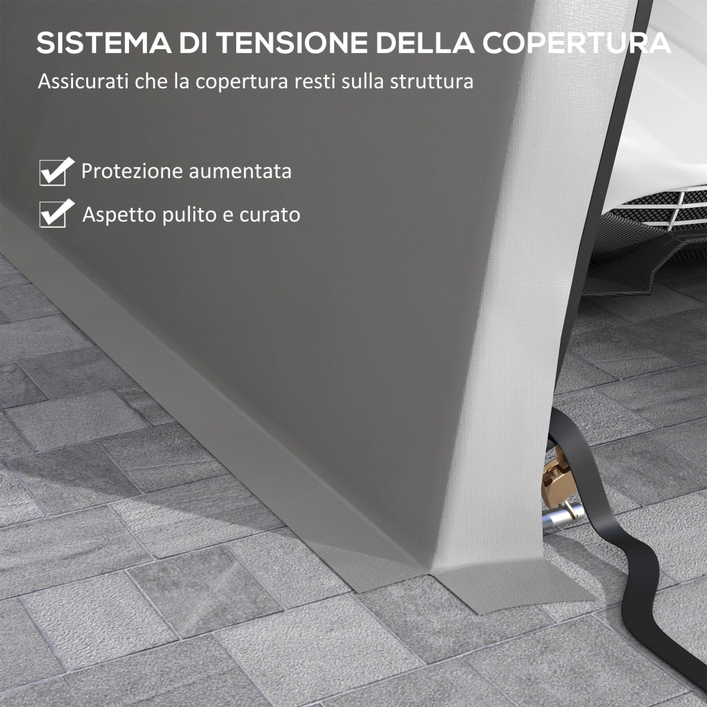 Tendone da Giardino per Auto e Feste ¨C Zephmum ¨C Grigio Chiaro Acciaio Zincato PE 618x265/330x240 cm