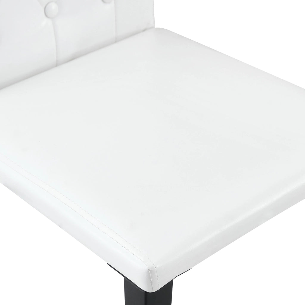 Sedia da Pranzo Set 4 Pezzi con Seduta in Schiuma, Gambe in Metallo, Similpelle Bianca e Nera
