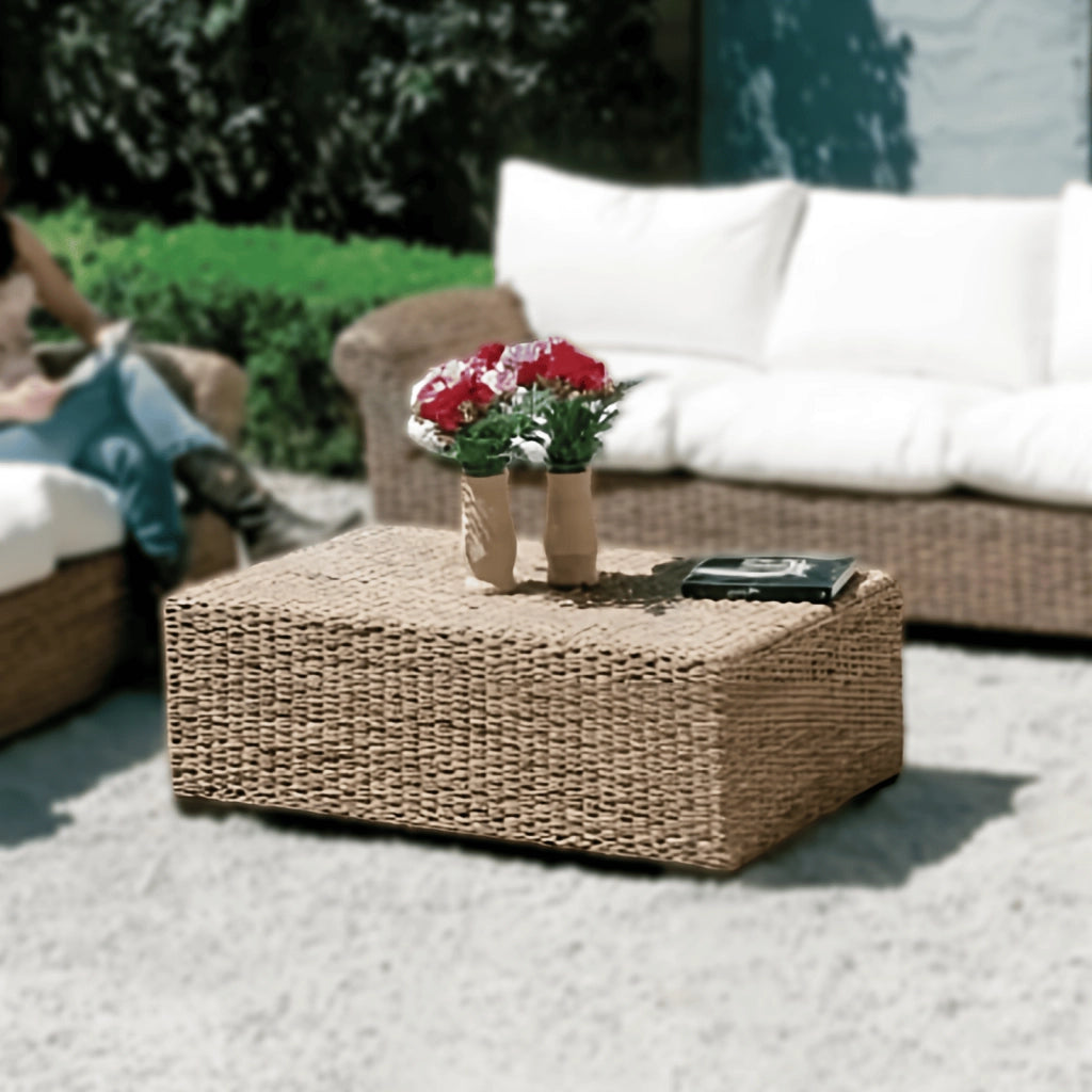 Tavolino Basso da Giardino 120x75x40 cm in Abaca Naturale Luna, Arredamento Esterno Ecologico ART.865-CT