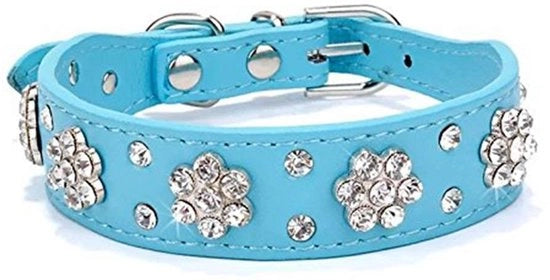Collare per Cani con Strass - Adattabile - Materiale in Pelle - Cristalli - Adatto per Cani Piccoli/Mediani/Grandi - 100% Nuovo - Collare
