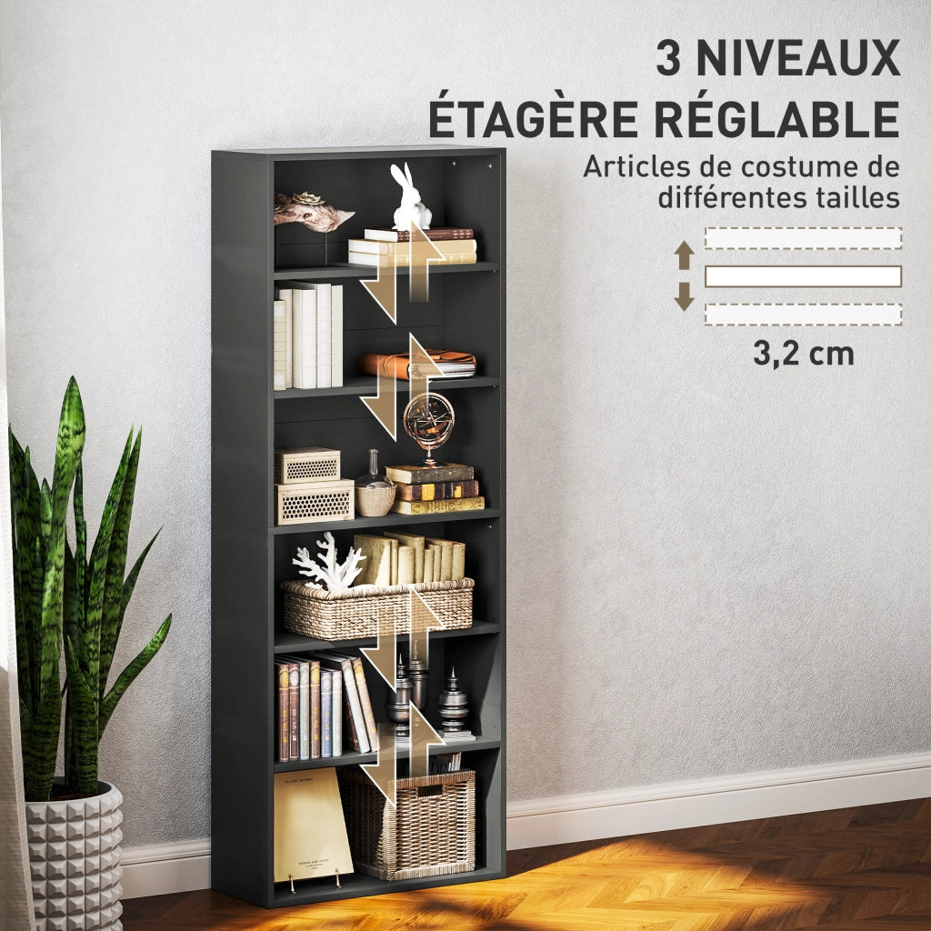 Libreria scaffale 6 livelli regolabile ¨C Minimal ¨C nero 60x24x158,5cm
