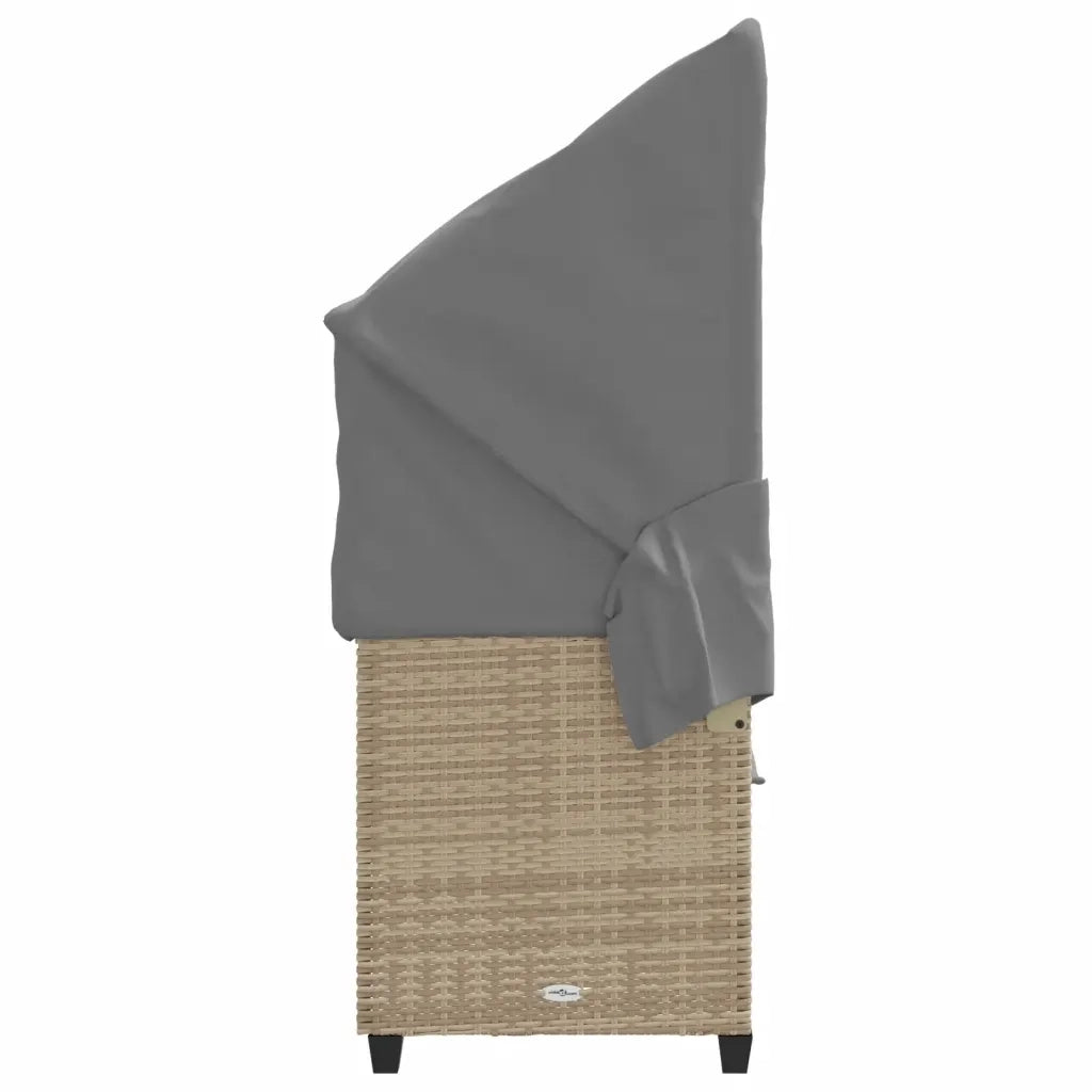 Lettino Prendisole con Baldacchino e Cuscini Beige Polyrattan 368356