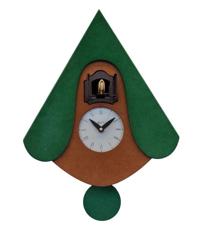 Orologio con cucù New W con cassa in mdf e tetto Made in Italy