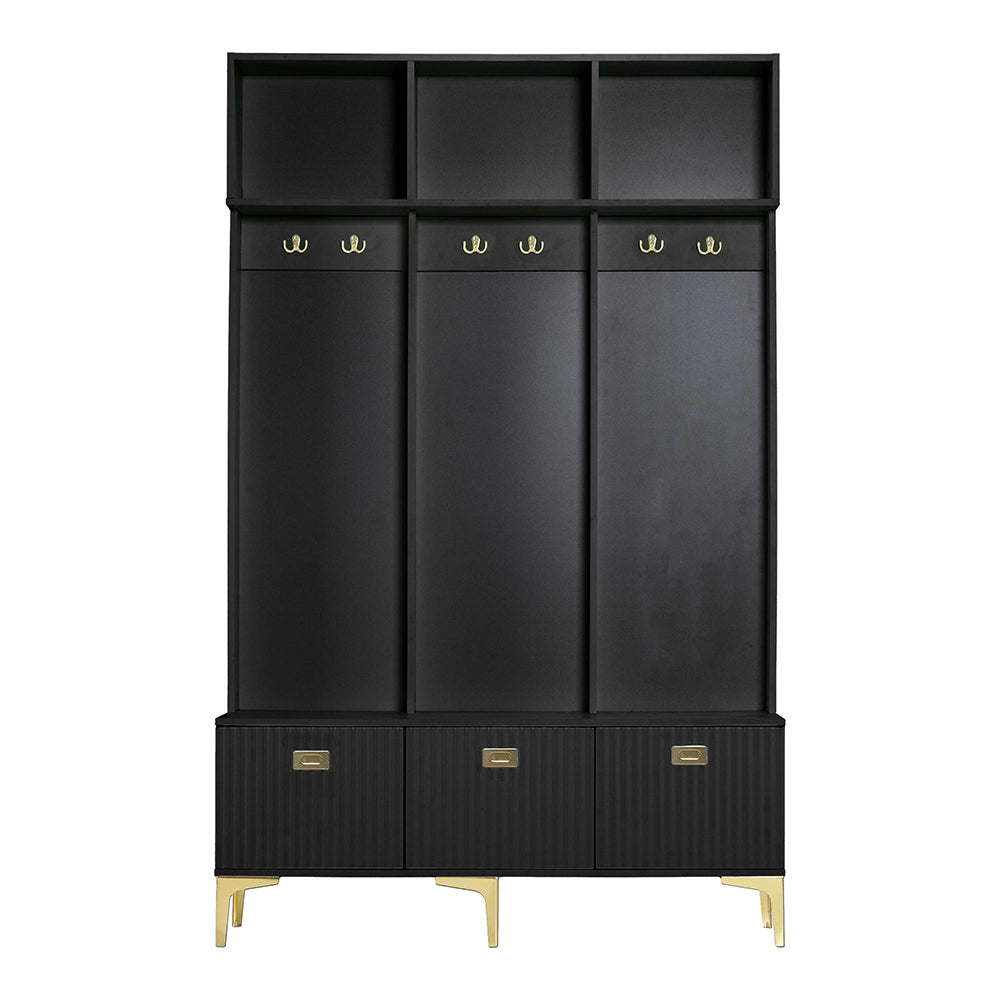Armadio con panchina - Xylo - 120x235x1915 cm - Nero - 6 ganci multifunzionale