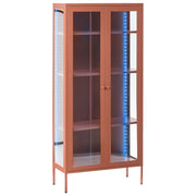 Credenza in acciaio con 2 ante ed elementi in vetro metallo dorato stile contemporaneo industriale sala da pranzo soggiorno
