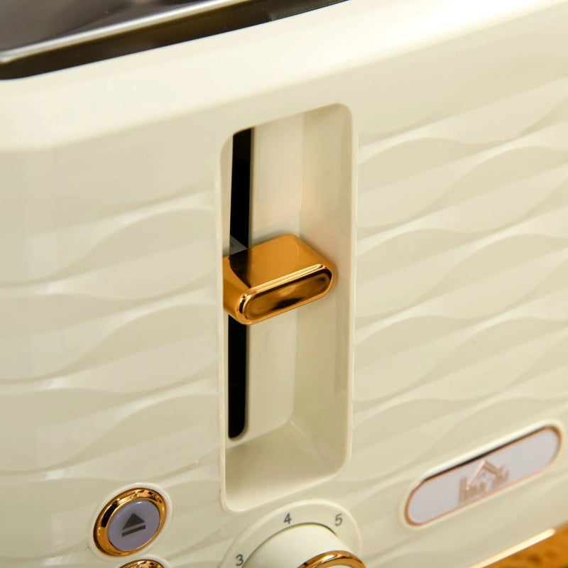 Set tostapane e bollitore 2 in 1, 7 livelli di doratura, funzione di scongelamento e riscaldamento, beige
