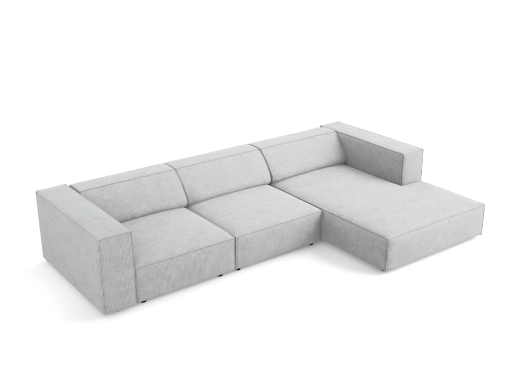 Cosmopolitan Design - Divano angolare destro "Arendal" 4 posti in ciniglia con effetto a coste grigio chiaro 
