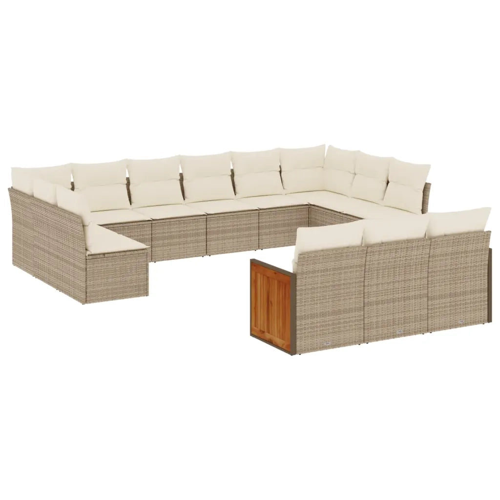 Set Divano da Giardino 13 pz con Cuscini Beige in Polyrattan 3260539