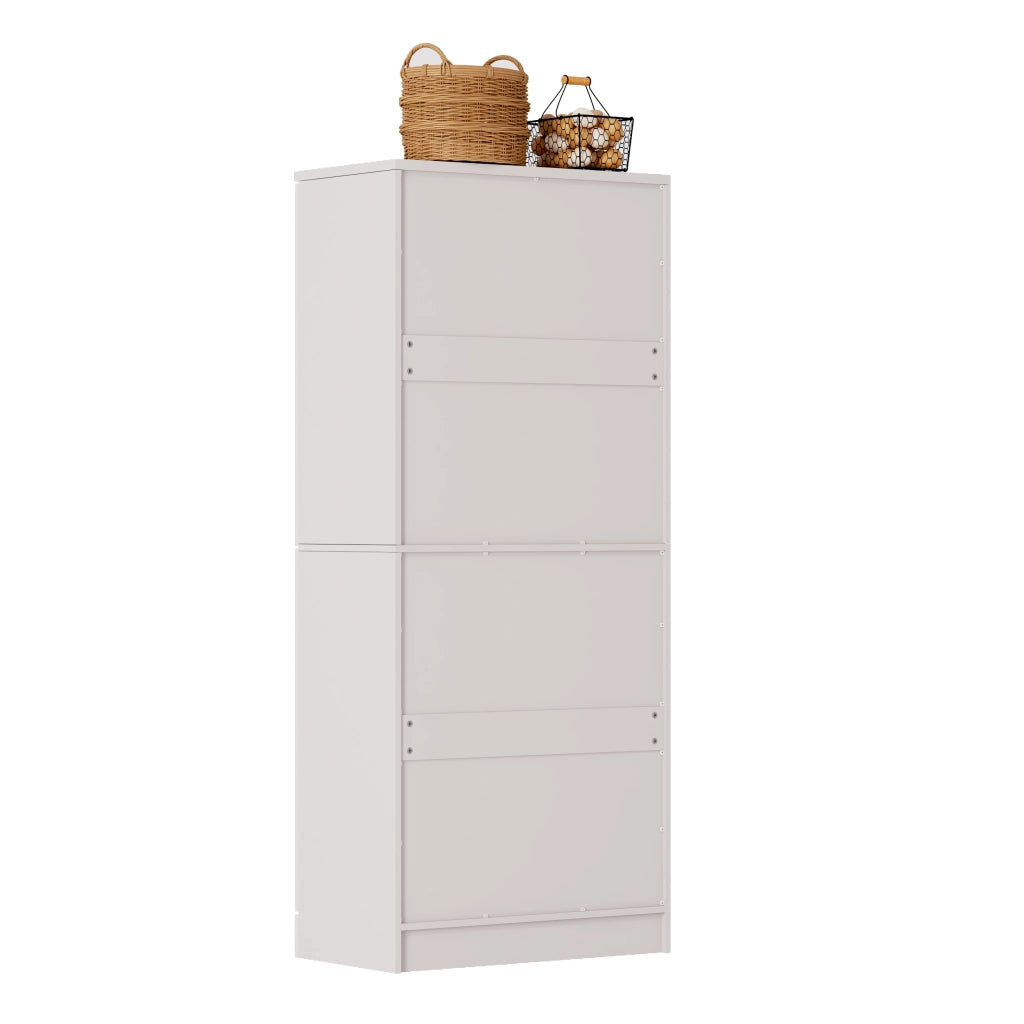 Dispensa alta con 4 ante e ripiani regolabili per cucina, in MDF, bianco e naturale, 76 × 42 × 180 cm