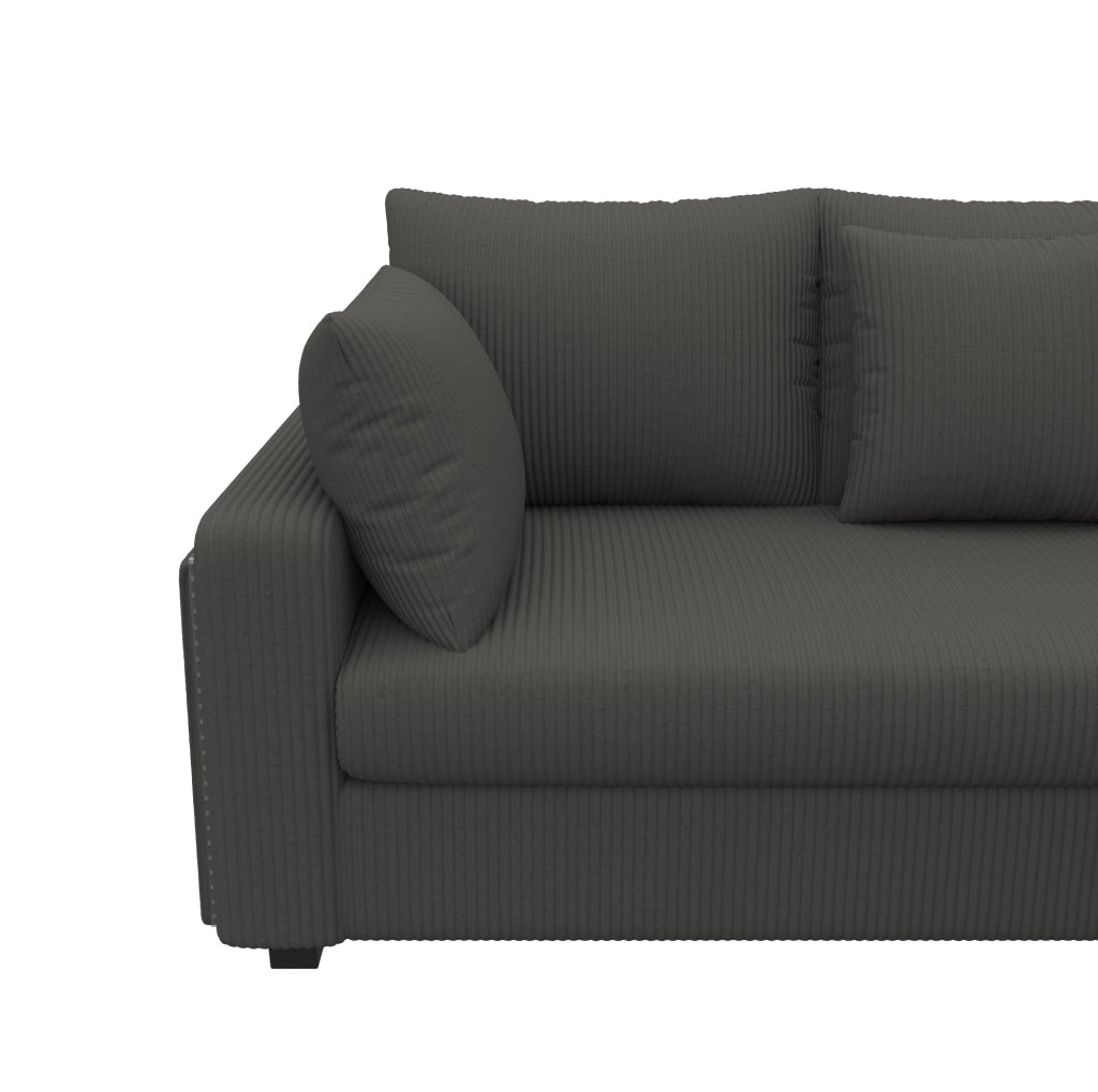 Divano angolare 4-5 posti 198x198 cm in velluto a coste grigio con LED e USB/USB-C HOMVRA